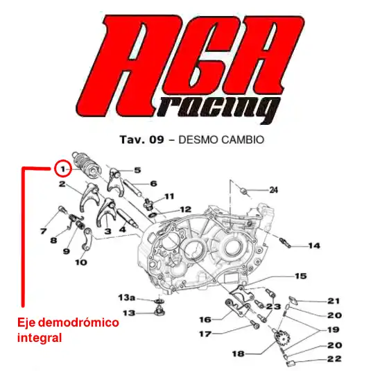 Eje demodrómico integral motor TM KZ10B y KZ10C AGA Racing tienda karting