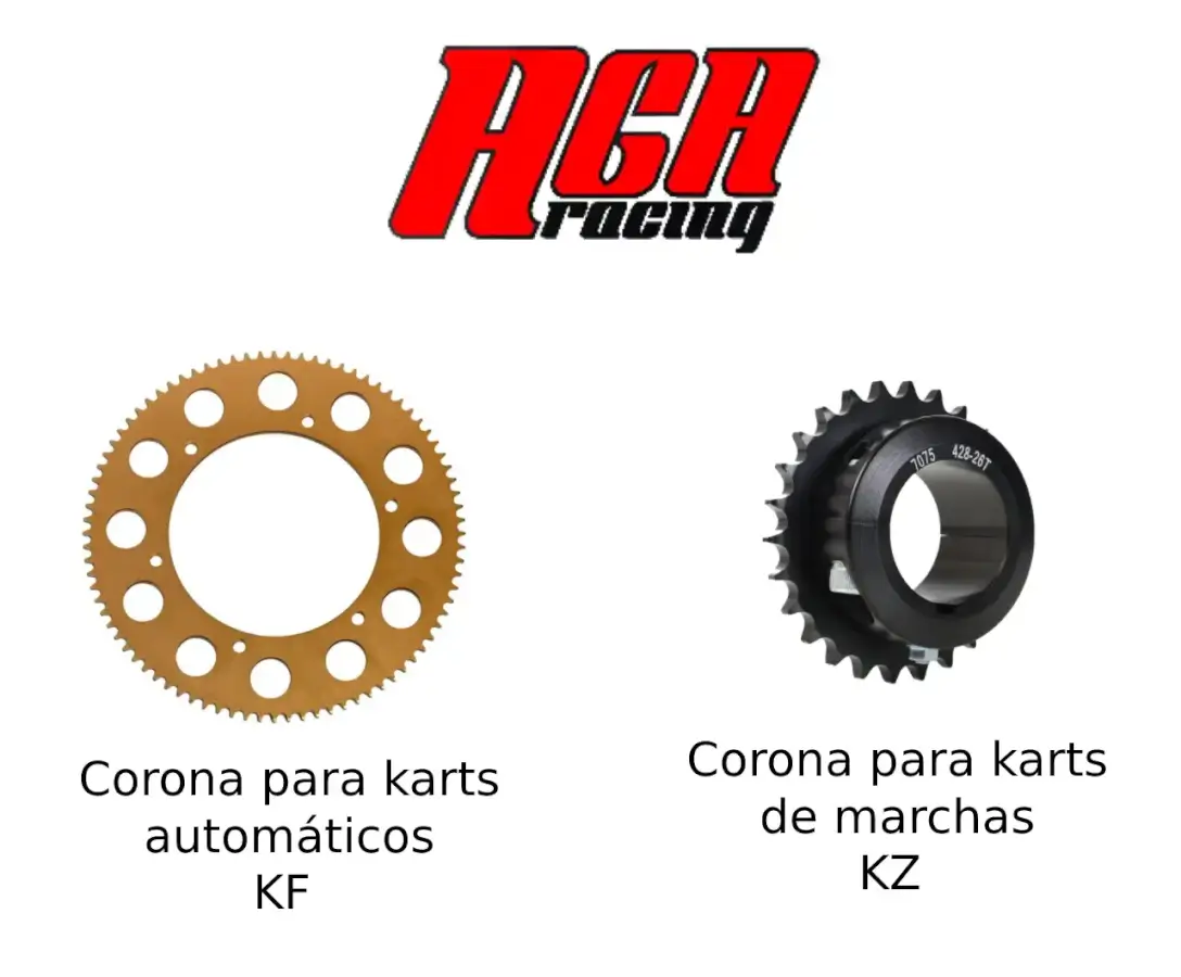 Comparación entre corona de un kart automático y uno de marchas AGA Racing tienda karting