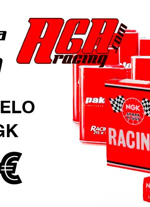 oferta 10 botes de aceite pakelo para karting más bujías NGK aga racing tienda recambios kart