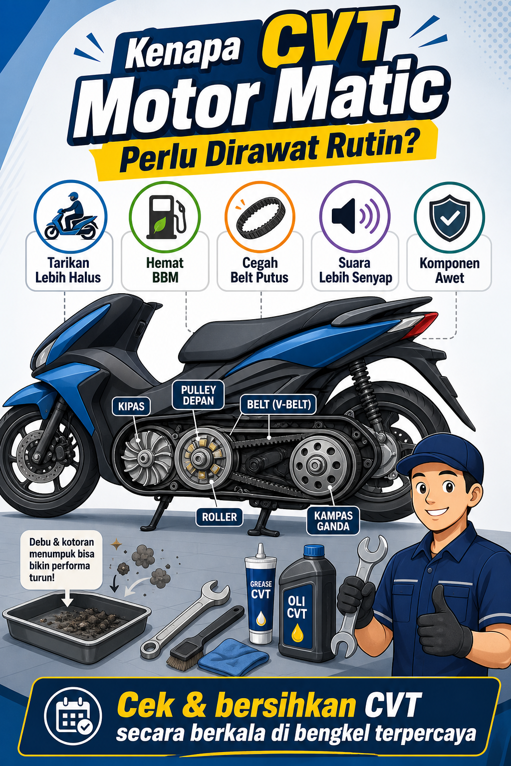 Kenapa CVT Motor Matic Perlu Dirawat Rutin? - motor