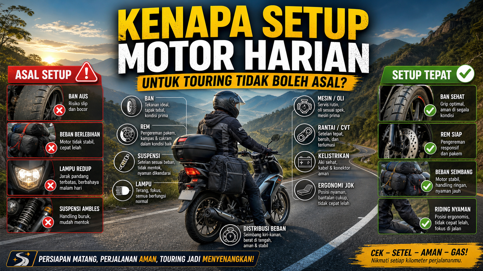 Kenapa Setup Motor Harian untuk Touring Tidak Boleh Asal? - otomotifzone