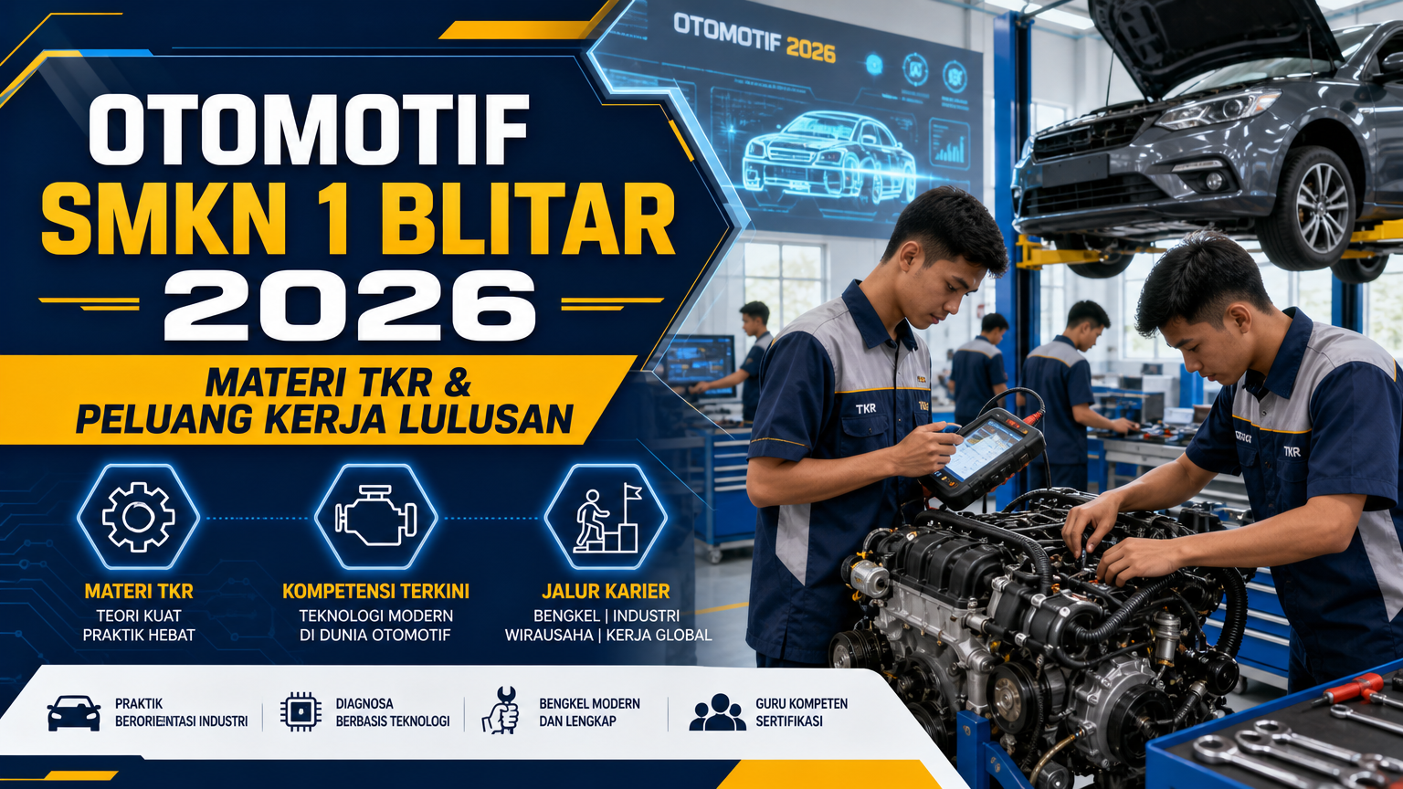 otomotif - Otomotif SMKN 1 Blitar 2026: Materi TKR dan Peluang Kerja Lulusan