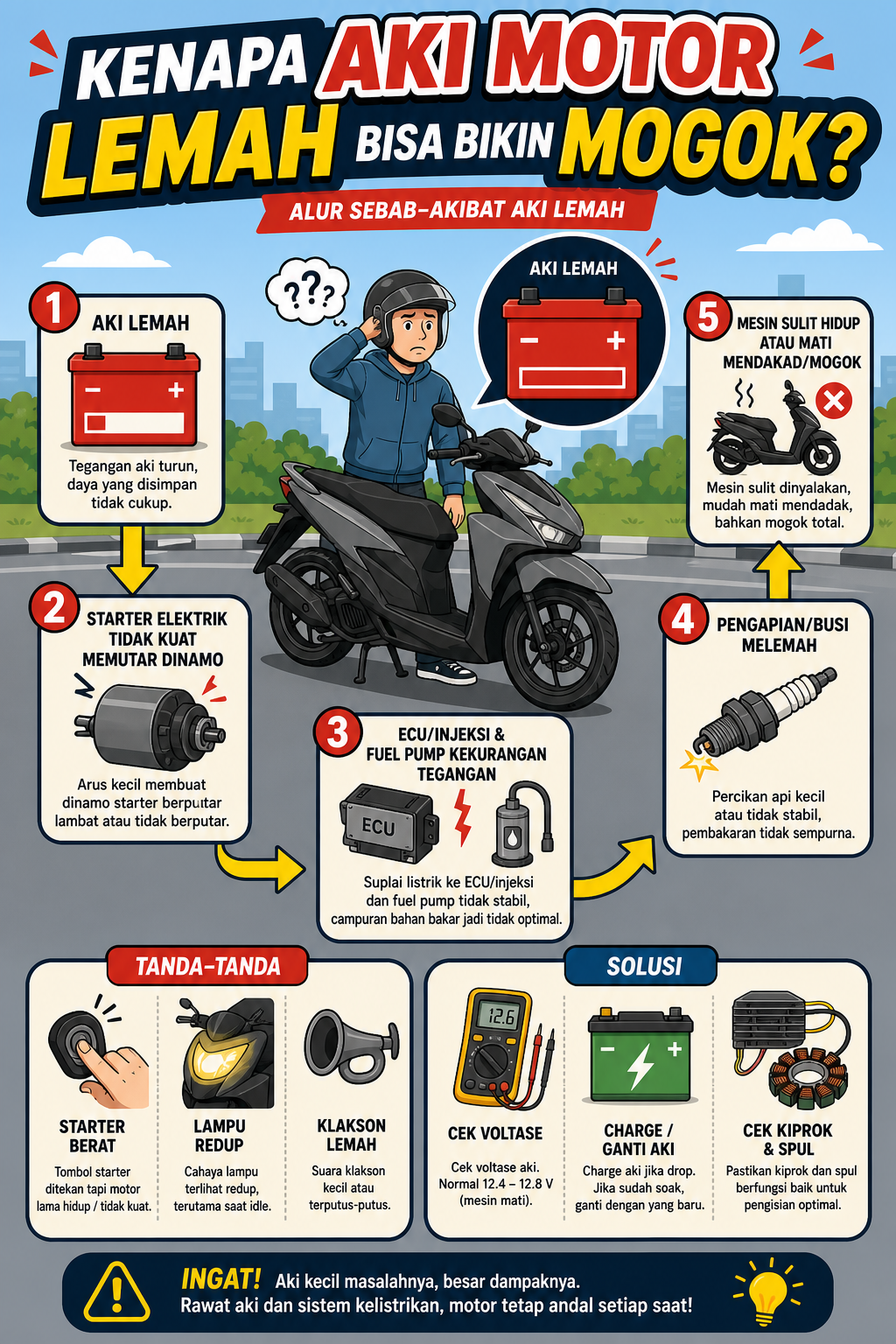 Kenapa Aki Motor Lemah Bisa Bikin Mogok? - aki