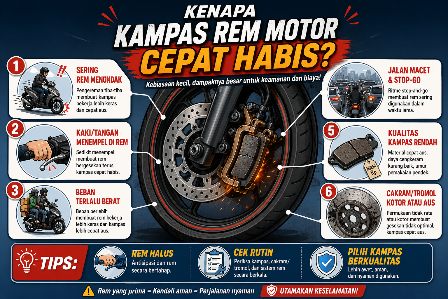Kenapa Kampas Rem Motor Cepat Habis? - motor