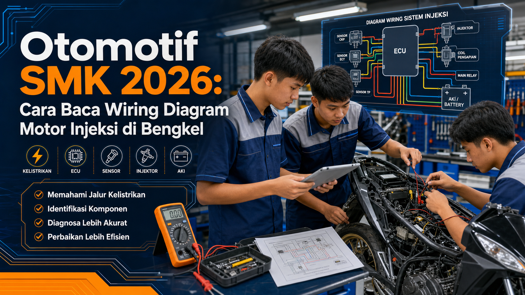 otomotif - Otomotif SMK 2026: Cara Baca Wiring Diagram Motor Injeksi di Bengkel