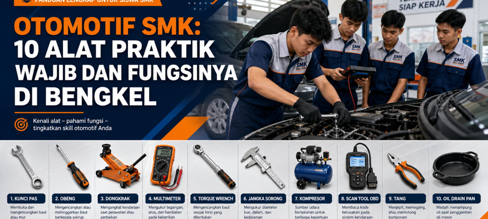 smk - Otomotif SMK: 10 Alat Praktik Wajib dan Fungsinya di Bengkel
