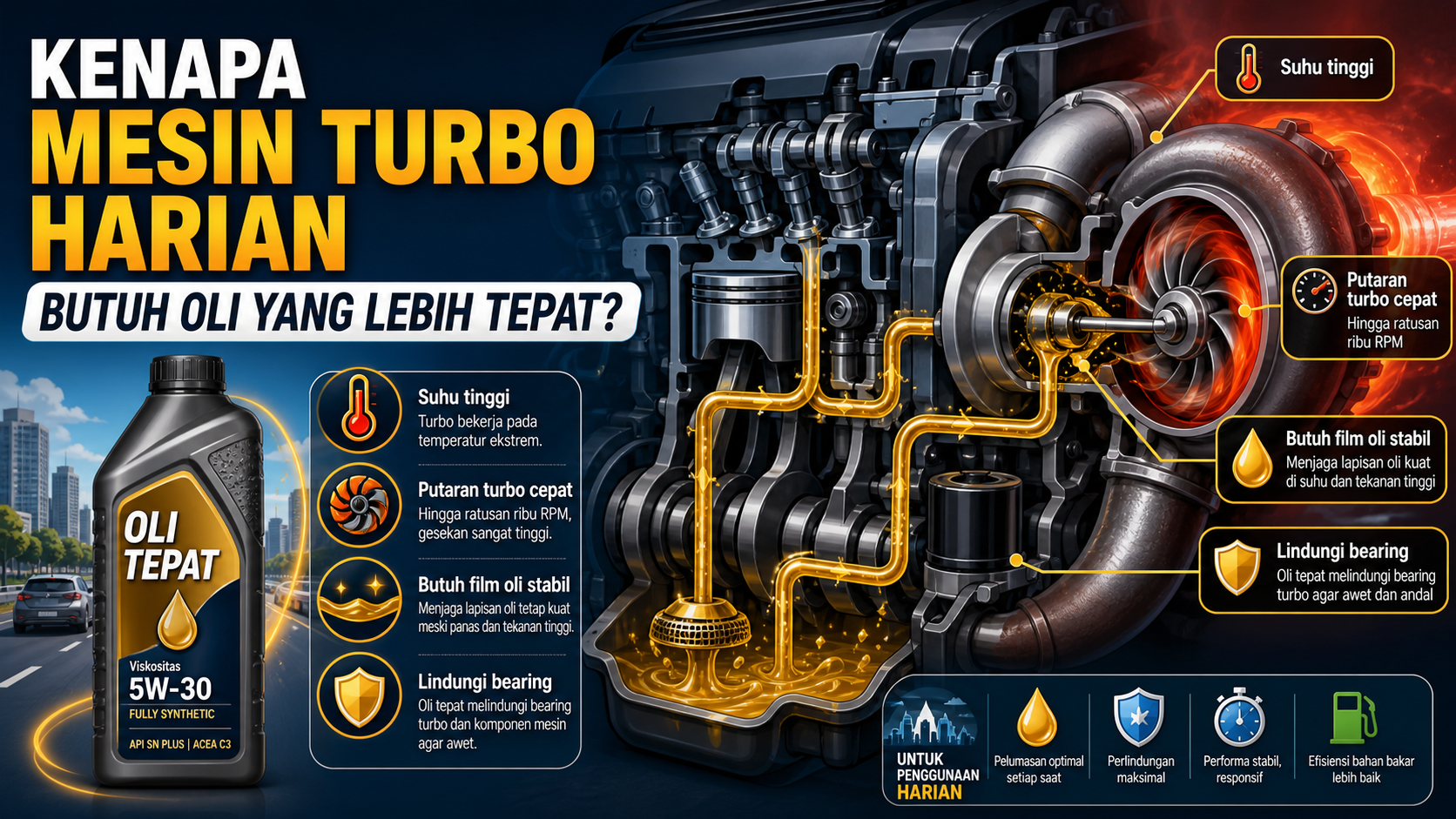 Kenapa Mesin Turbo Harian Butuh Oli yang Lebih Tepat? - oli