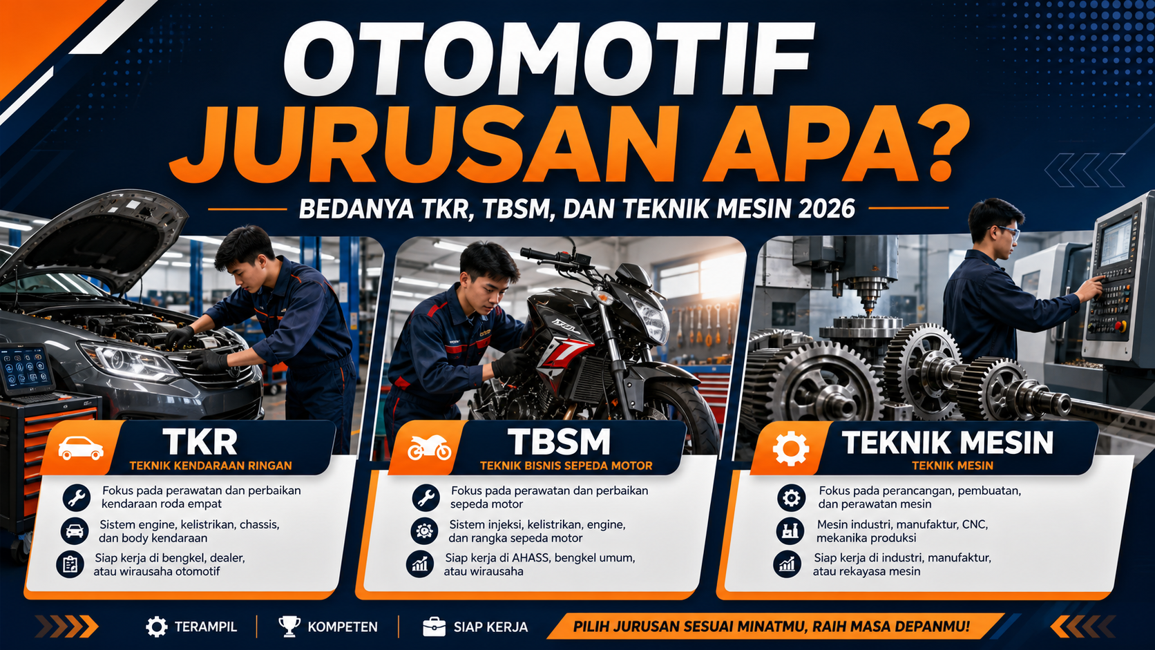 otomotif - Otomotif Jurusan Apa: Bedanya TKR, TBSM, dan Teknik Mesin 2026