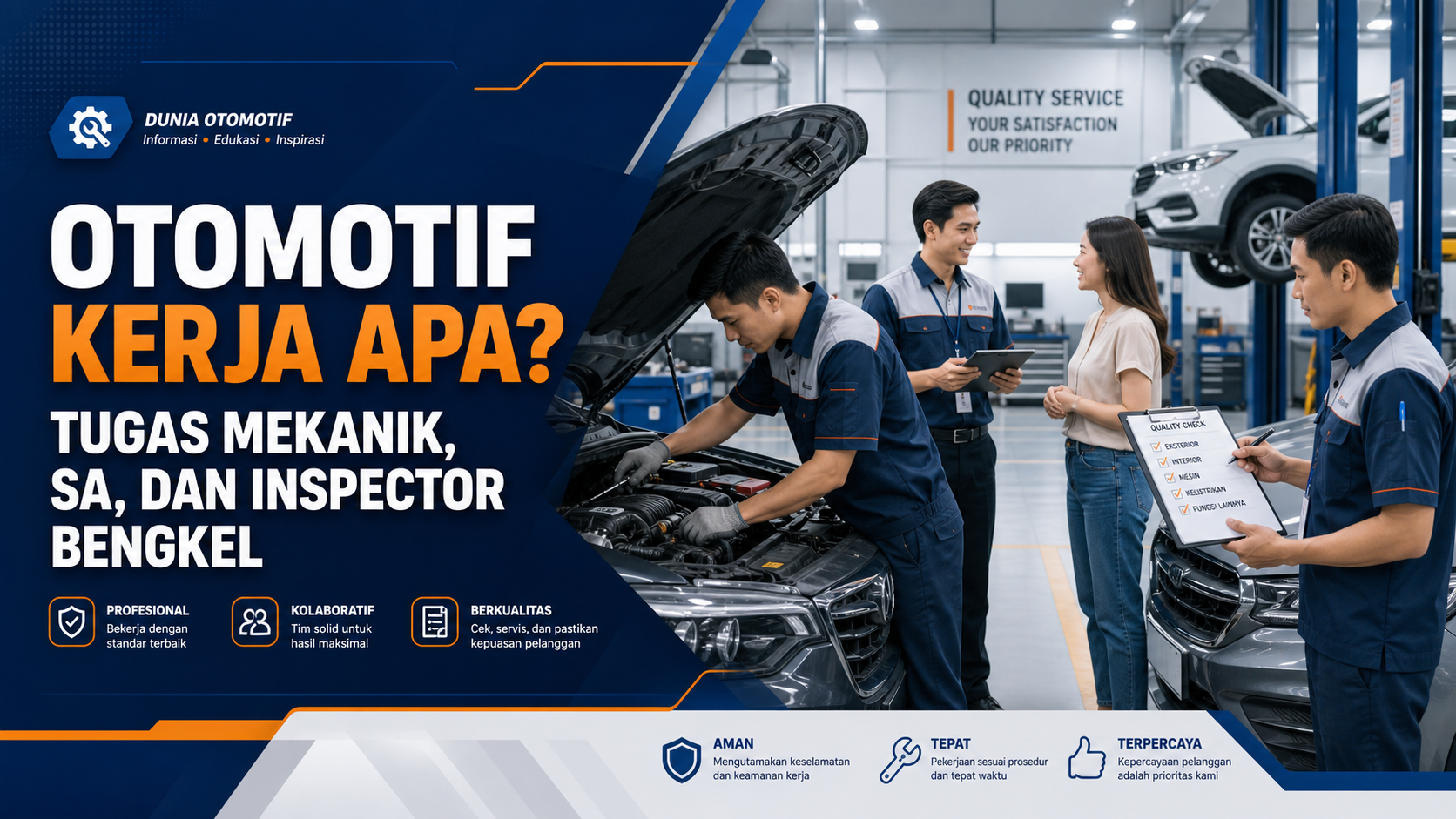 otomotif - Otomotif Kerja Apa? Tugas Mekanik, SA, dan Inspector Bengkel