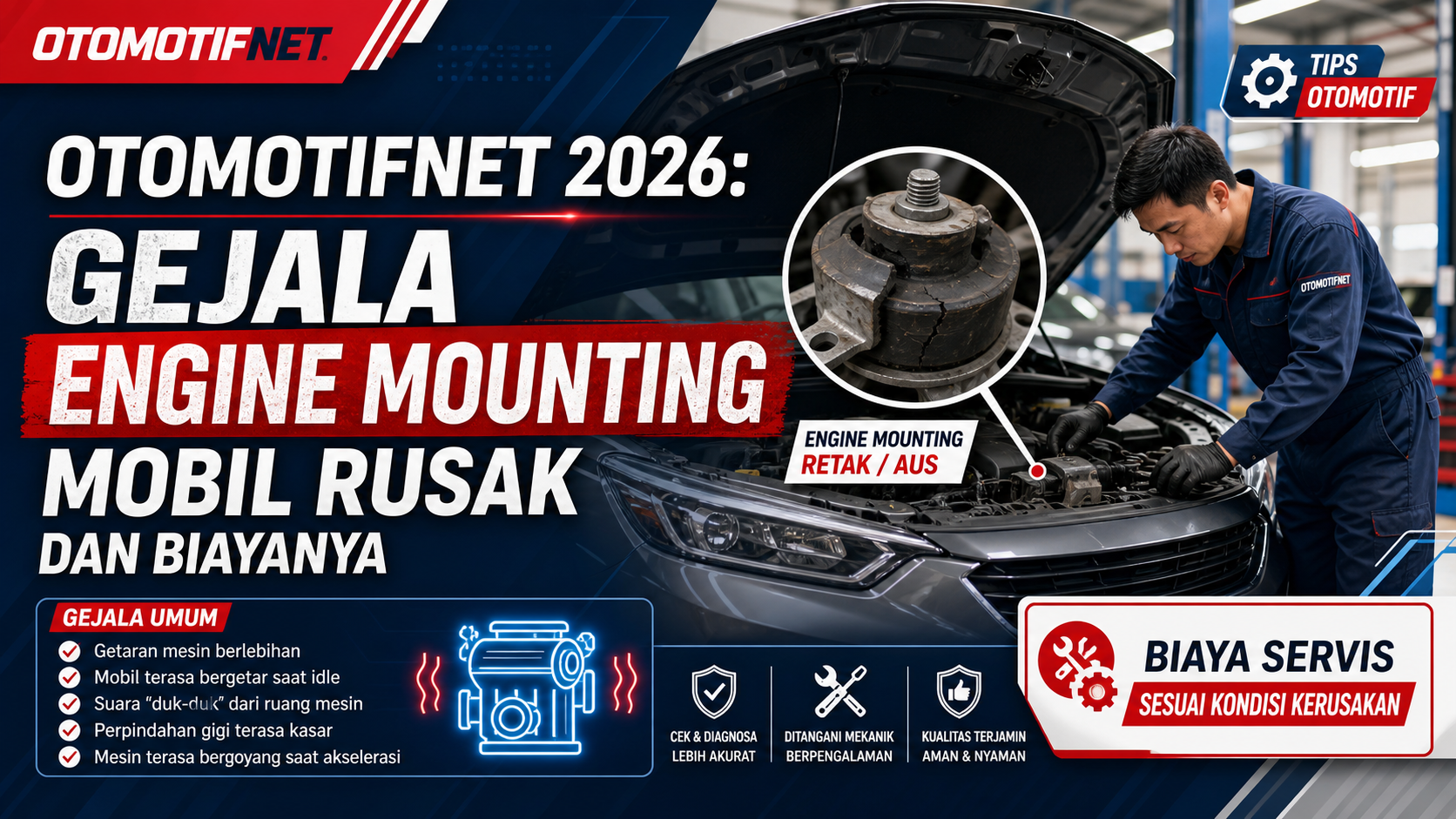 otomotifnet - Otomotifnet 2026: Gejala Engine Mounting Mobil Rusak dan Biayanya