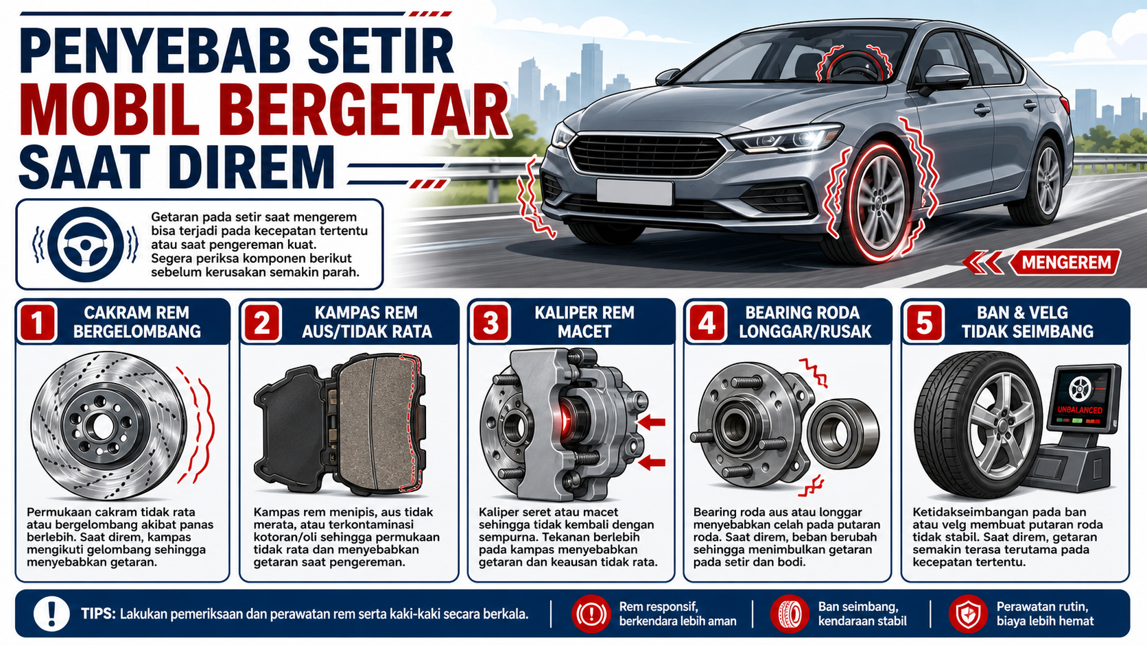 Penyebab Setir Mobil Bergetar Saat Direm - otomotifzone