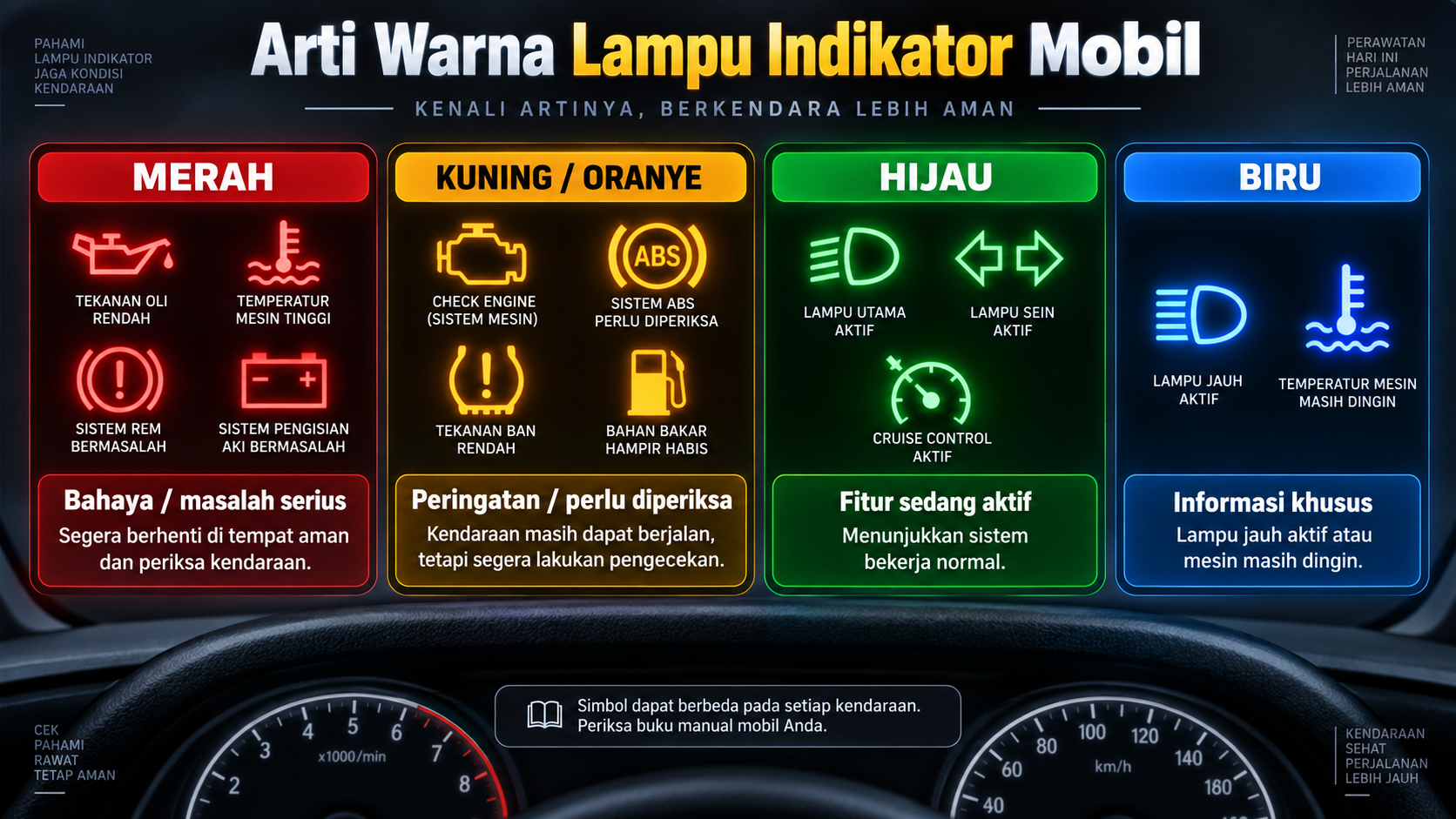 Arti Warna Lampu Indikator Mobil - indikator