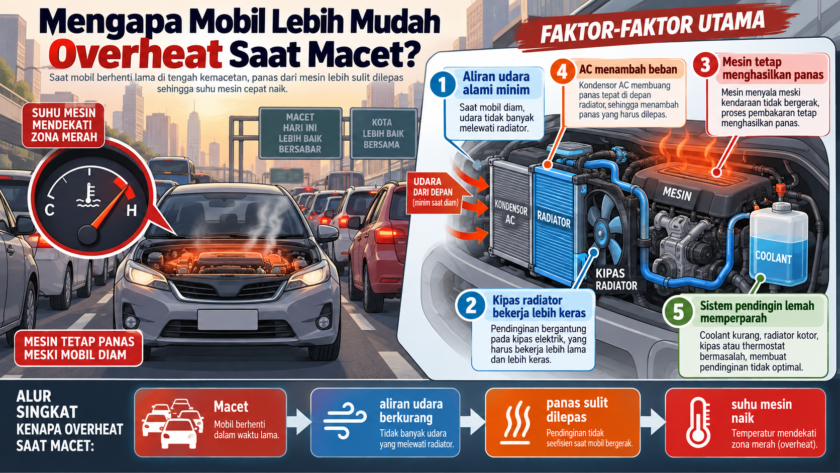 Mengapa Mobil Lebih Mudah Overheat Saat Macet? - overheat