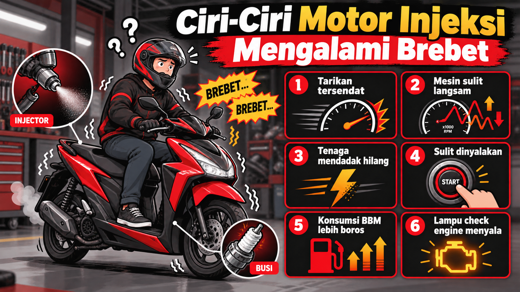 Ciri-Ciri Motor Injeksi Mengalami Brebet - motor